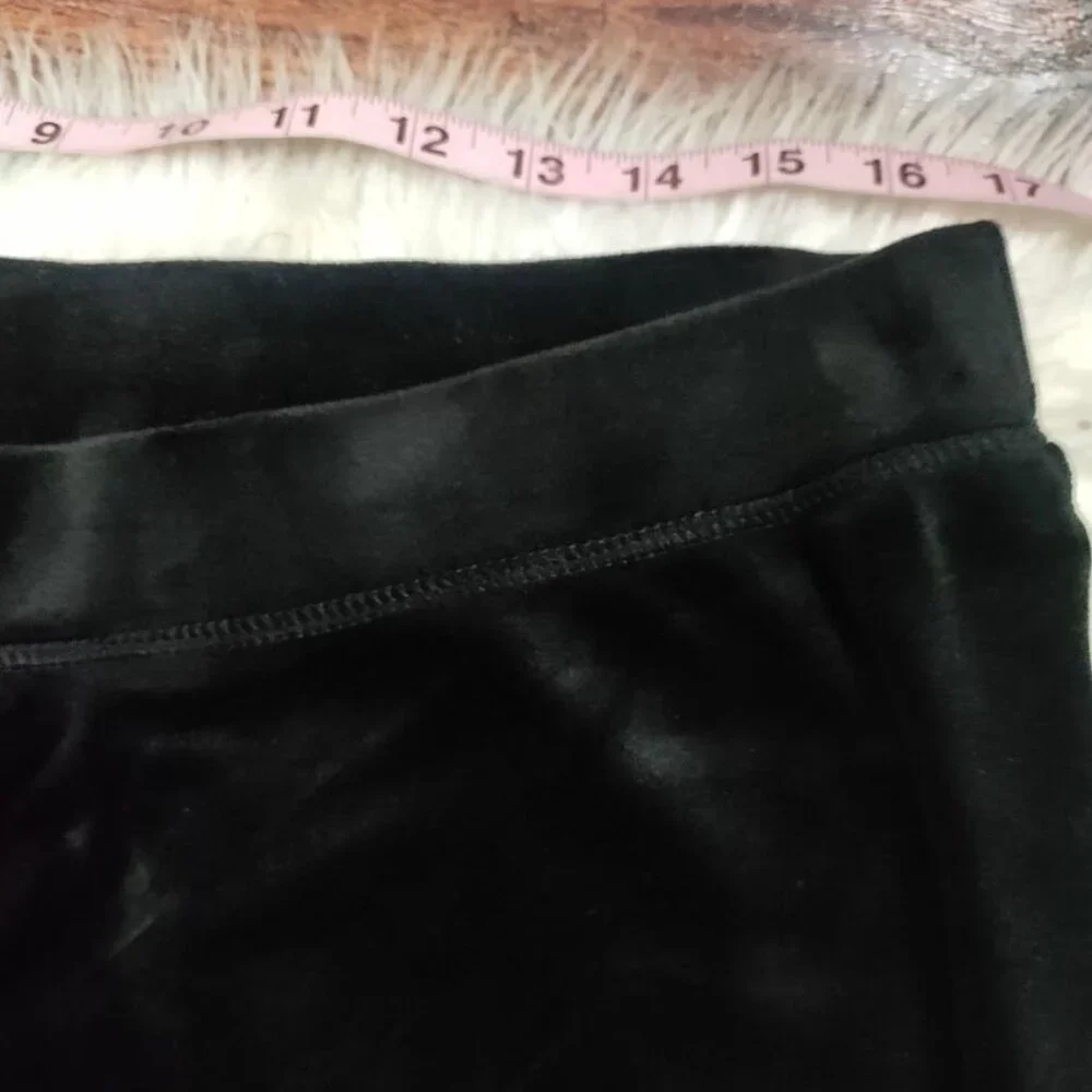 Juicy Couture Womens M/L Low Waist Velour Rhinestone Logo Wide Leg Pants Black - Picture 8 of 11